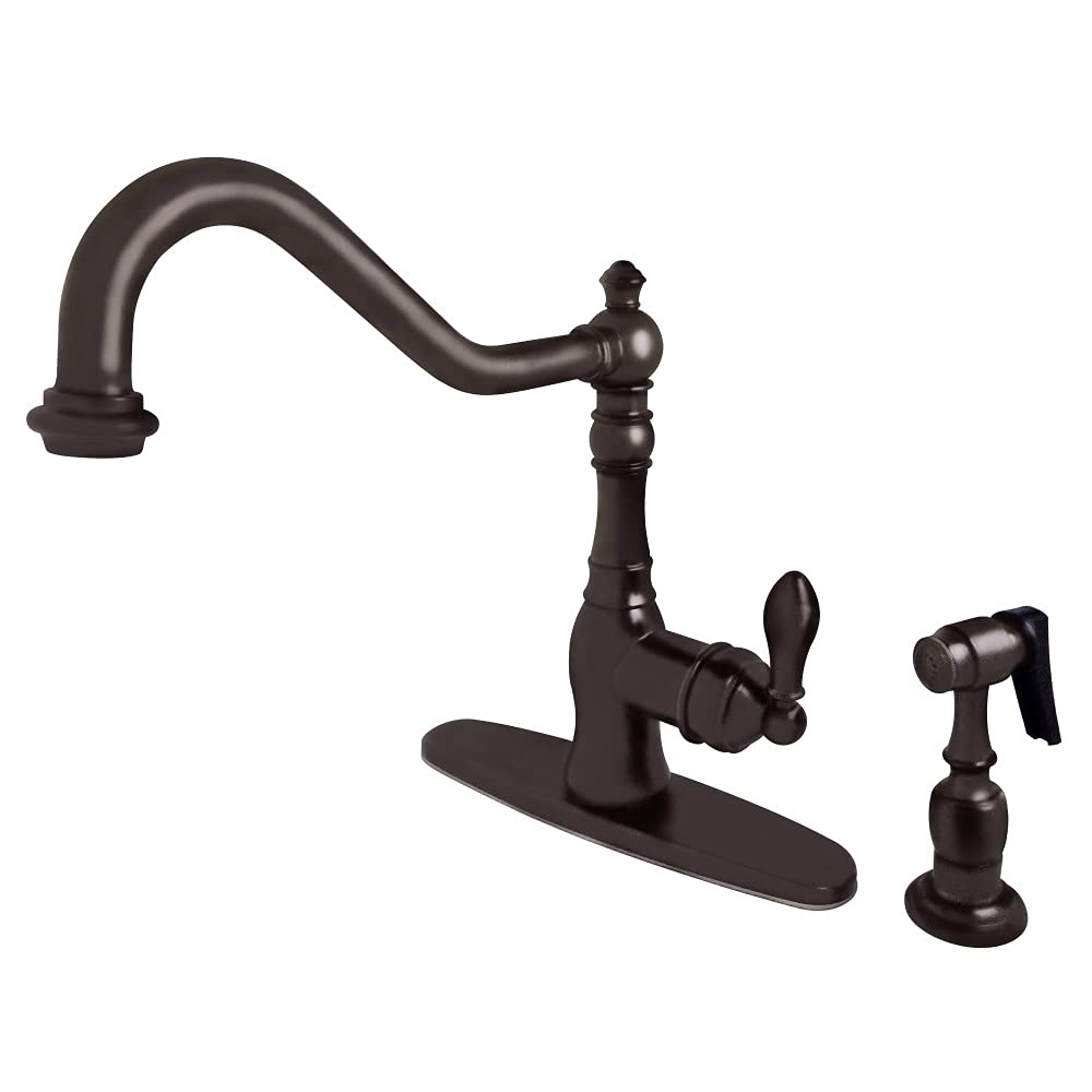 Kingston Brass GSY7705ACLBS 20,32 cm Merkez Seti Mutfak Musluğu, Yağla Pürüzsüzleştirilmiş Bronz, 9-7/16 inç Ağız Erişiminde