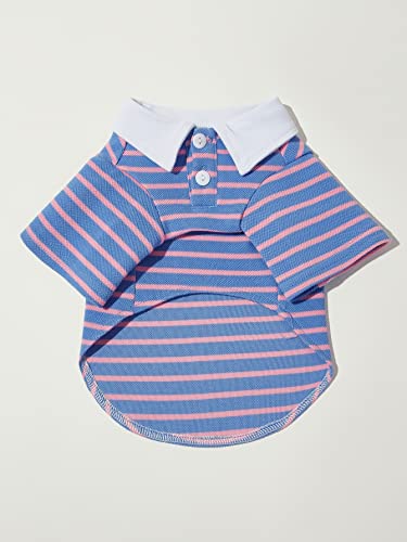 Qwinee Striped Dog Polo Shirt Cat Puppy Tee Shirt Casual Pet Clothes For Small Medium Dogs Cats Kitten Blue Xl #TOP4