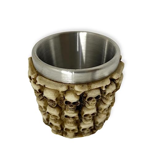 Copo De Caveira Caveirinhas Crânios Viking Aço Inoxidável em Resina Exclusiva 60 ml Para Shot Doses