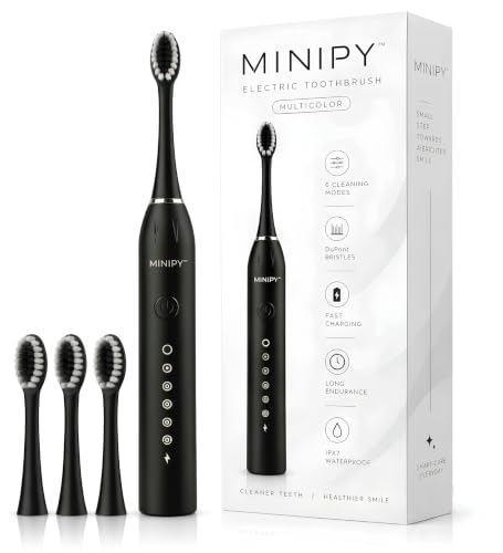 Electric Toothbrush for Adults with 4 DuPont Brush Heads, IPX7 Waterproof Rechargeable Toothbrush featuring 6 Cleaning Modes, Fast Charging & Long Bat