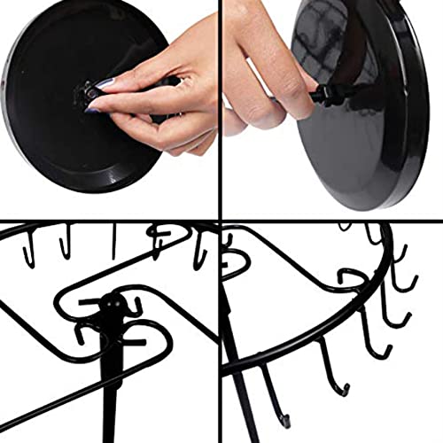 Qaeoity Rotating Necklace Holder Jewelry Organizer Display Stand 14-Inch With 23 Hooks Black, Short-Black, 8.27*5.9*13.8Inch (Hs01) #TOP6