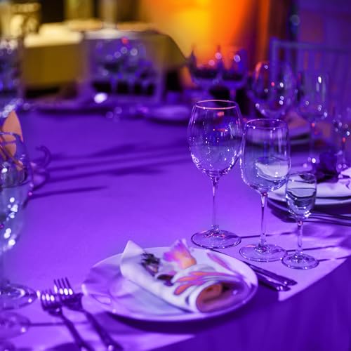 Buryeah 12 Pcs 84 Inch Purple and Gold Round Plastic Disposable Table Cloth Waterproof Tablecloth Circle Table Covers for Graduation Bridal Wedding Birthday Party Gender Reveal Baby Shower by Buryeah - Used condition - Image 6