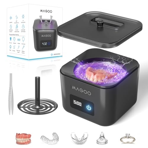 Image of Ultrasonic Retainer Cleaner Machine for Dentures Aligners Mouth Guards | 45kHz Ultrasonic Cleaning, 200ML Tank, Dual Modes for Night Guards Braces Toothbrush Heads Jewelry Dental Appliances