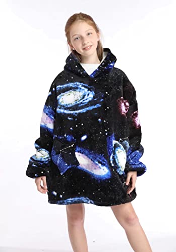 Jiustan Blanket Hoodie For Kids 4-12Yr Cozy Flannel Wearable Oversized Hooded Sweatshirt Blanket With Pockets And Sleeves #TOP2