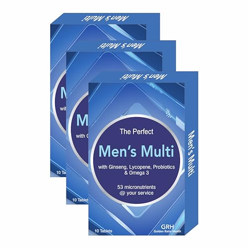 GRH The Perfect Men’s Multivitamin With Ginseng, Lycopene, Probiotics, Omega 3 and 53 Micronutrients Probiotics Supplement Supports Immunity and Gut Health. 30 tablets (10 tablets x 3 pack) GRH The Perfect Men’s Multivitamin With Ginseng, Lycopene, Probiotics, Omega 3 and 53 Micronutrients Probiotics Supplement Supports Immunity and Gut Health. 30 tablets (10 tablets x 3 pack)