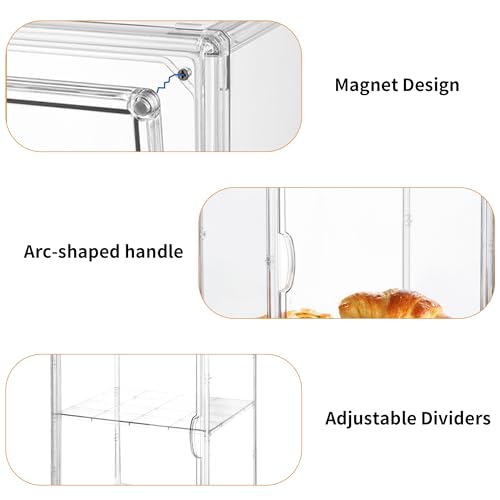 Image of Pastry Display Case, 4 Layers Clear Bread Box for Kitchen Countertop