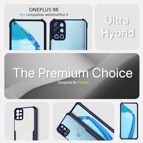 Image of Outlouders Back Cover for OnePlus 9R 5G | Ultra Hybrid Transparent | Full Camera Protection | Raised Edge | Crystal Clear Bumper Case (Blue)