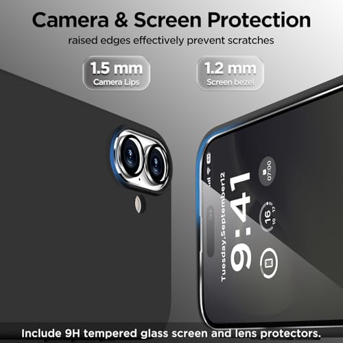 Image of Magnetic for iPhone 16 Case, Compatible with MagSafe, Liquid Silicone Phone Cover with Screen Protector & Camera Protector, Soft Anti-Scratch Microfiber Lining Inside 6.1 inch, Black