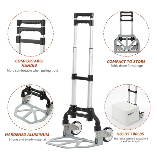 Carrito de mano plegable para moverse con mango telescópico y ruedas de aluminio ligero 3