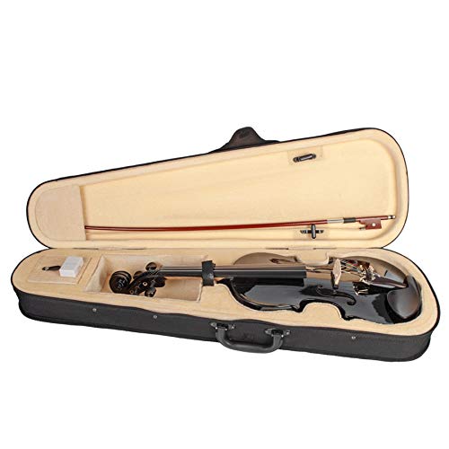 4/4 Full-Size Violino Elettrico in Legno Massello - Accessori Alta Qualità, Nero