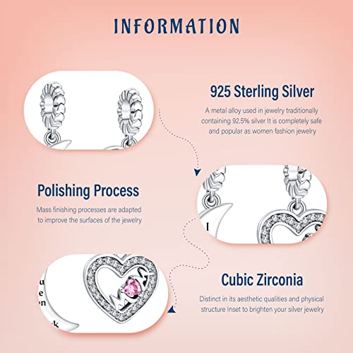 Image of Mothers Day Birthday Number Love Family Friendship Graduation Auntie Grandma Dad Mom Charms for Pandora Bracelets Necklaces, Gifts Women, for Anniversary Valentines Christmas