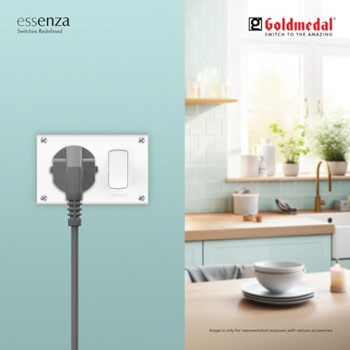 Image of Goldmedal Essenza 16A Modular Switch Socket with Junction Box | 3 in 1 Heavy-Duty Power Socket with Switch | Ideal for Home & Office Use | White