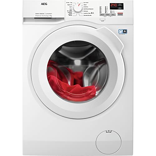 AEG L6FBK947 Lavadora de Libre Instalación, Carga Frontal, 9 Kg / 1400 rpm, Motor Inverter, Función Vapor, Programa Rápido, Inicio Diferido, Blanco, Clase C