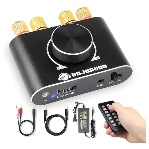 X15H Audio Amplifier 2.0 Channel 20W+20W Bluetooth Amp with Remote Control Function,Supports Bluetooth/USB/AUX Input, Include 12V/5A DC Power Adapter Cover