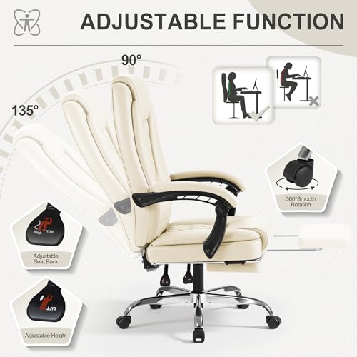 Image of Homall Executive Home Office Chair with Lumbar Support,400lbs Adjustable Ergonomic High Back Office Chair Reclining Managerial Chair for Home Office (Beige)
