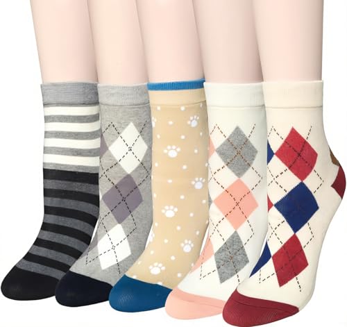 Image of Chalier Womens Funny Socks Cozy Cute Printed Patterned Fun Socks Novelty Cat Dog Socks for Women