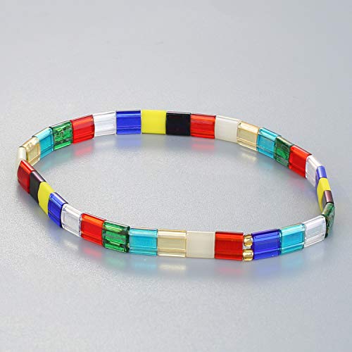 Image of KELITCH Women Stretch Bracelets Mixed Tila Seed Beaded Bracelets Lucky Jewelry for Women Lovers