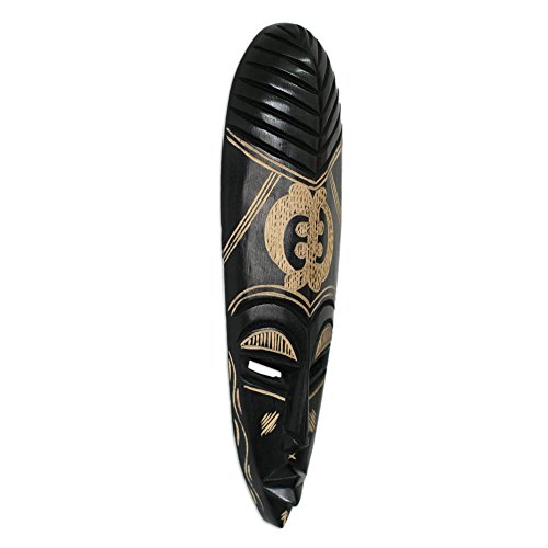 Novica Black And Gold Painted Hand Carved Ghanaian Large Wooden Wall Mask, God Is My Guide' #TOP1