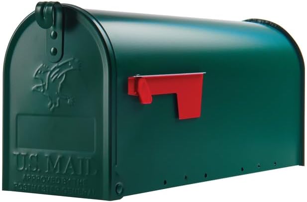Gibraltar Mailboxes Elite Medium Capacity Galvanized Steel Green, Post-Mount Mailbox, E1100G00