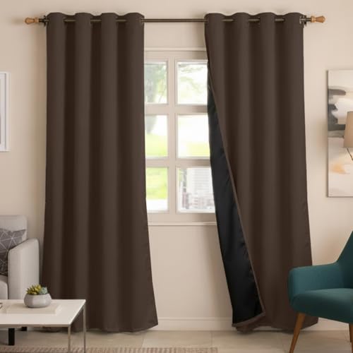 Image of HOMEMONDE 100% True Blackout Curtains Customize Size - Pack of 2 Curtains, Embossed Panels Light Block Thermal Insulated & Noise Reducing Room Darkening Curtains (Abstract Brown)