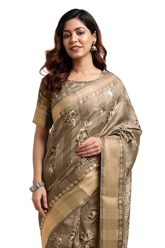 Image of MIRCHI FASHION Women Saree Cotton Blend Kalamkari Printed | Comfortable Office and Regular Daily Use Sari with Unstitched Blouse Piece