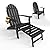 POLYDUN Folding Adirondack Chair with Retractable Ottoman, HDPE Plastic Patio Chairs for All Weather, Fire Pit Chair with Cup Holder, Outdoor Lawn Chairs for Deck, Porch, Backyard, Black