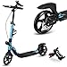 Spokey Trottinette Bleue Taranis pour Adultes et Adolescents avec Double Absorption des Chocs et Frein à Main, Roues en PU de 200 mm, Guidon Pliable et réglable en Hauteur