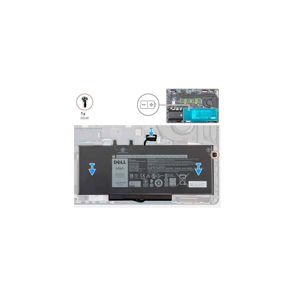 Vhbw Batteria Ricambio Per Dell 3PCVM / YPVX3 / 3HWPP – 3000mAh, 15.2V, Li-Poly, 45.6Wh - 2