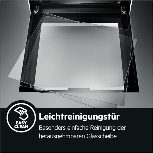 AEG Standherd mit Glaskeramik-Kochfeld 50cm, A, Bräter- und Mehrkreiskochzone, 1 Paar Teleskopschienen, Versenkknebel, Grillfunktion, Display mit Uhr, Edelstahl mit Antifingerprint, CCB5449OBM