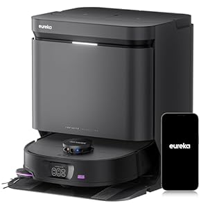 Eureka J15 Max – Robot aspirador de vacío ultra autovaciante todo en uno, succión de 22,000 Pa 176℉ Lavado con agua caliente 131°F secado con aire caliente bandeja base autolimpiante, trapeador de