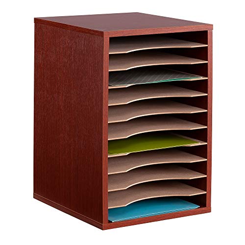 Safco Products 9419CY Vertical Desk Top Sorter, 11 Compartment, Cherry