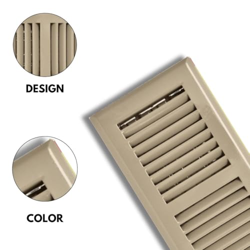 Image of 6 inch x 14 inch Brown Floor Register 2 Way - Stamped Face Steel Vent Cover, HVAC Floor Grille for AC Heat, Fits 6x14 Duct Opening, Heavy Duty Metal Register