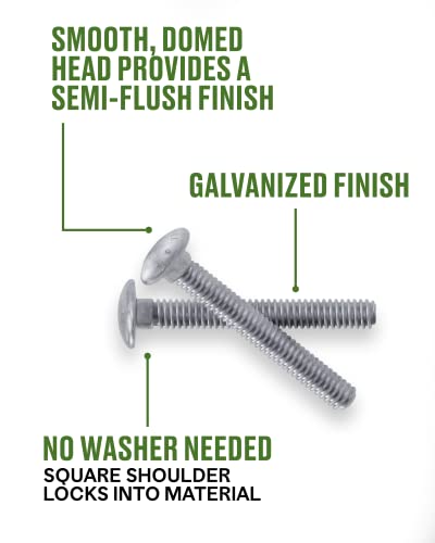 Image of Hillman Galvanized Carriage Bolt 5 /16 inch x 5-1 /2 inch, 50 Count, Blunt Point, Alloy Steel, Self-Locking Round Head Fasteners, Wood and Metal, No Washer Needed, Rust-Resistant (812561)