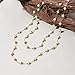KissYan Long Necklaces for Women, 14K Gold Plated Beaded Gemstone Turquoise Boho Layered Choker, Natural Stone Handmade Sweater Fashion Jewelry Gifts White Fossil