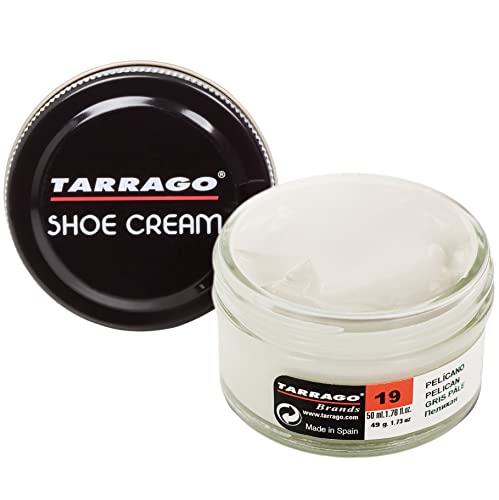 Tarrago Shoe Cream - Professional Shoe Polish With Carnauba Wax To Re-Color And Polish - Smooth Leather Shoes And Boots- Over 100 Colors - 50 Ml/ 1.7Fl. Oz - Pelican #19 #TOP12