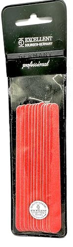 Limas de Uñas Profesionales Excellent – Pack de 10 Unidades Rojas – 12 cm – Fabricadas en Solingen, Alemania