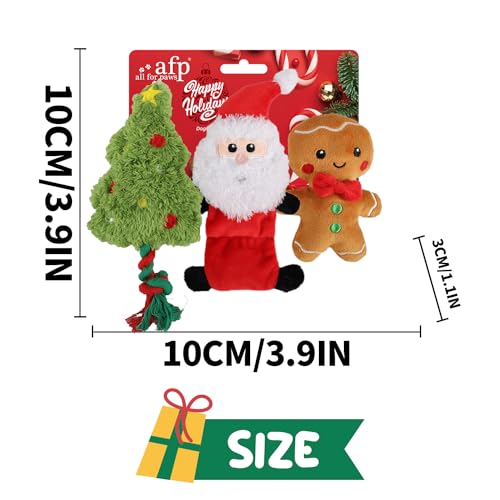 ALL FOR PAWS Weihnachts-Hundespielzeug - Festliche Plüschspielzeuge,Ideal für Apportierspiele und als interaktives kleine, mittlere und große Hunde. (Holiday Toys)