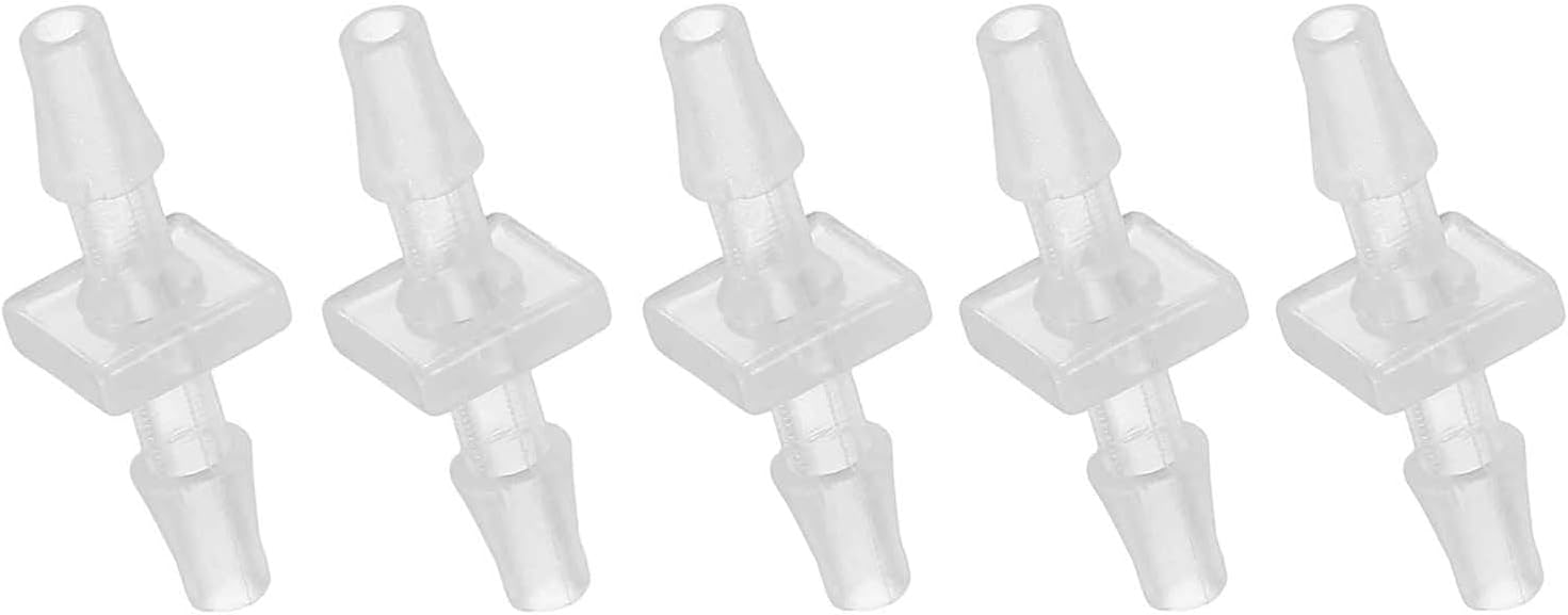 MECCANIXITY 5pcs Plastic Hose Barb Fitting, 1/8" Barbed Hose Pipe Fitting Splicer Mender Joint Adapter for Water Liquid Fuel Line Tube, Clear