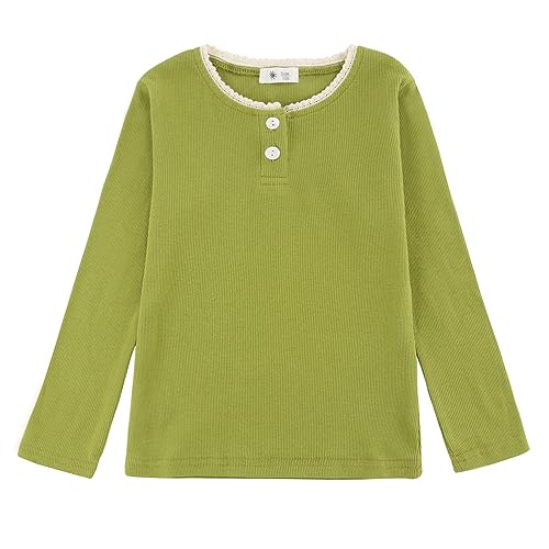 Image of Toddler Girls Henley Long Sleeve Shirt,Crewneck Pullover Tops for Girls