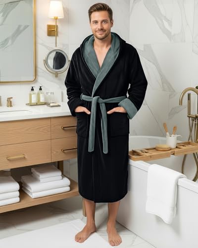 Image of NY Threads Mens Hooded Robe - Plush Long Bathrobes for Men