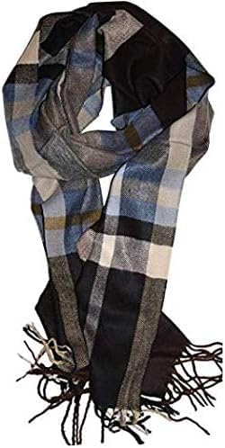 Soft Cashmere Feel Scarf for Women Men Feel Luxurious Winter Shawl Wrap Gift Warm Cozy Extra Soft Comfortable Wear All Day (Brown Blue Plaid) - Image 7