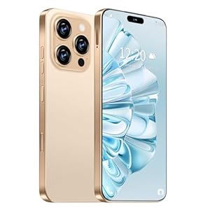 I16 PROMAX Unlocked Phone, 6.99inch Cell Phone with Android 13 12GB+512GB 7000mAh Long Battery Life, HD Screen Smartphone with Dual SIM, Fingerprint Lock, Face ID, Photos 5G Phone (Gold)