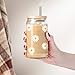 GSPY Daisy Aesthetic Gifts, Iced Coffee Cup, Cute Glass Cups with Lids and Straws - Cute Mugs, Flower Mug, Glass Tumbler - Valentines Day, Birthday Gifts for Women, Coffee Lovers, Friend, Girls, Mom