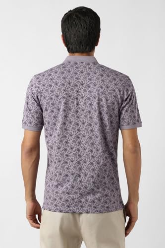 Image of Peter England Men's Cotton Abstract Floral Print Polo T-Shirt - Casual Wear | Stylish & Breathable
