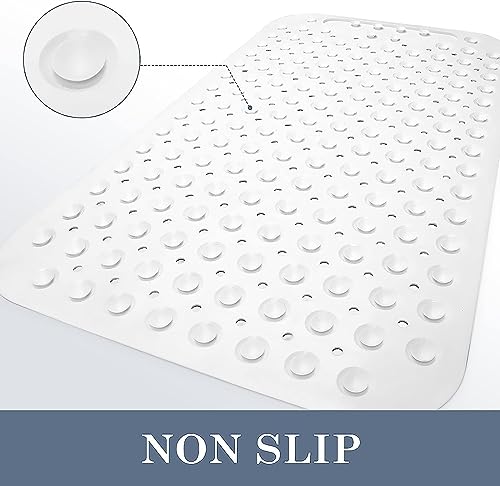 Image of Charge -X Anti Slip Bath Mat with Foot Scrubber for Bathroom | 2-in-1 Silicone Shower Mat with Suction Cups & Drainage Holes | Deep Cleaning Foot Scrubber Massage Mat (70 x 35 cm) White