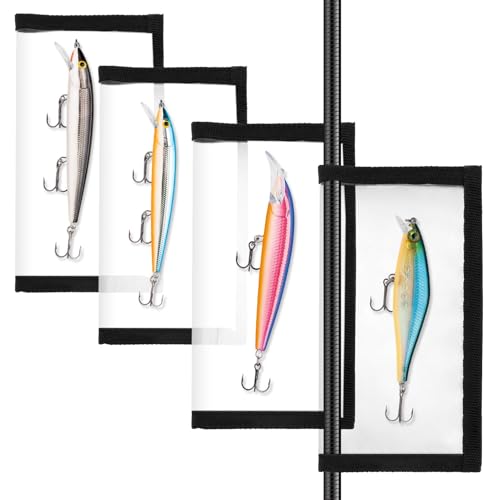 Kakalote Fishing Lures Cover, 4 Piece Lure Wraps 2 Sizes PVC Clear Bait Cover for Fishing Rod Storage(Clear)
