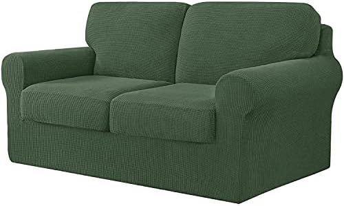 Sofa Cover Stretch Sofa Slipcover 2 Seater with 2 Backrest and 2 Seat Cushion Covers Separate Furniture Protector Loveseat Cover 145-178cm 5 PCS (Grey)