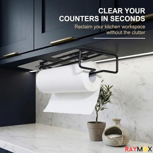 Image of RAYMOX Self Adhesive Wall Mounted 3 in 1 Multi Functional Kitchen Rack for Towel Holder, Tissue Paper Rack, Wine Glass Holder - No Drilling