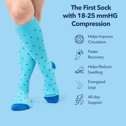 Image of Wellow Knee High Compression Socks for Men & Women - Made with Viscose from Bamboo, Swelling & Pregnancy Support