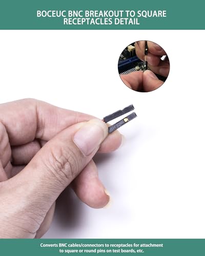 Image of BNC Test Leads, BNC (F) to Square Pin Receptacles, Test Lead Breakout Cable for Multimeter, 5A Current Rating, 2 Pack
